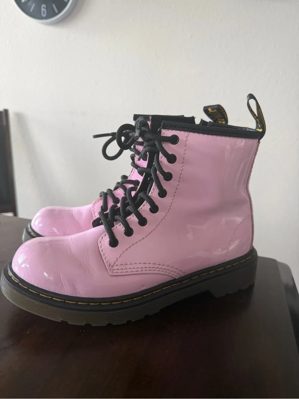 Dr. Martens Pink Patent Platform Combat Boots